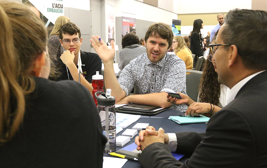 Students engage with federal government representatives at the PSC Pathways to Employment event.